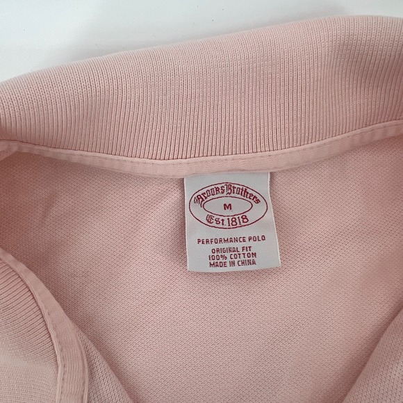 Brooks Brothers Pink Performance Logo Polo Shirt Mens Size M Short Sleeve Cotton - Picture 4 of 7